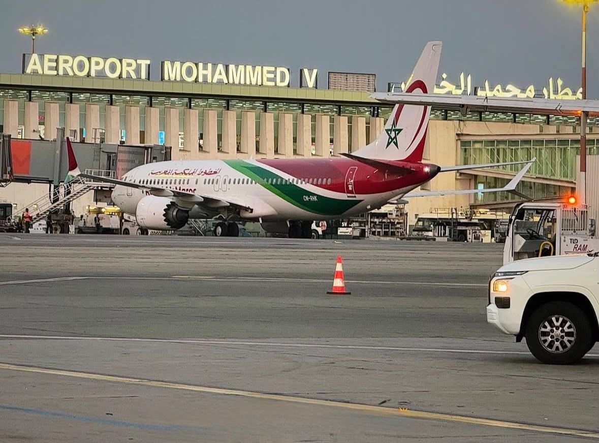Royal Air Maroc aircraft on the tarmac at Casablanca Mohammed V Airport